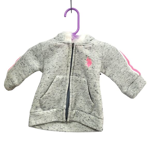 U.S. Polo Association Baby Girl Hooded Jacket Size 3-6 Months - Picture 1 of 8